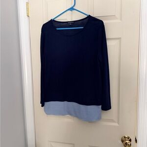 Elegant Navy and Light Blue Long Sleeve Top